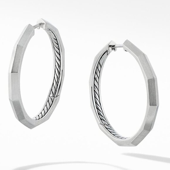 Recently Retired David Yurman Stax Hoop Earrings - 925 Sterling - DY Pouch - Picture 4 of 10